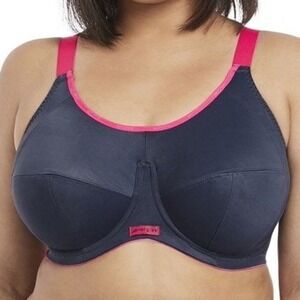 Elomi 46D $75 Energise High Impact Underwire Sports Bra Navy Pink EL8041CHL